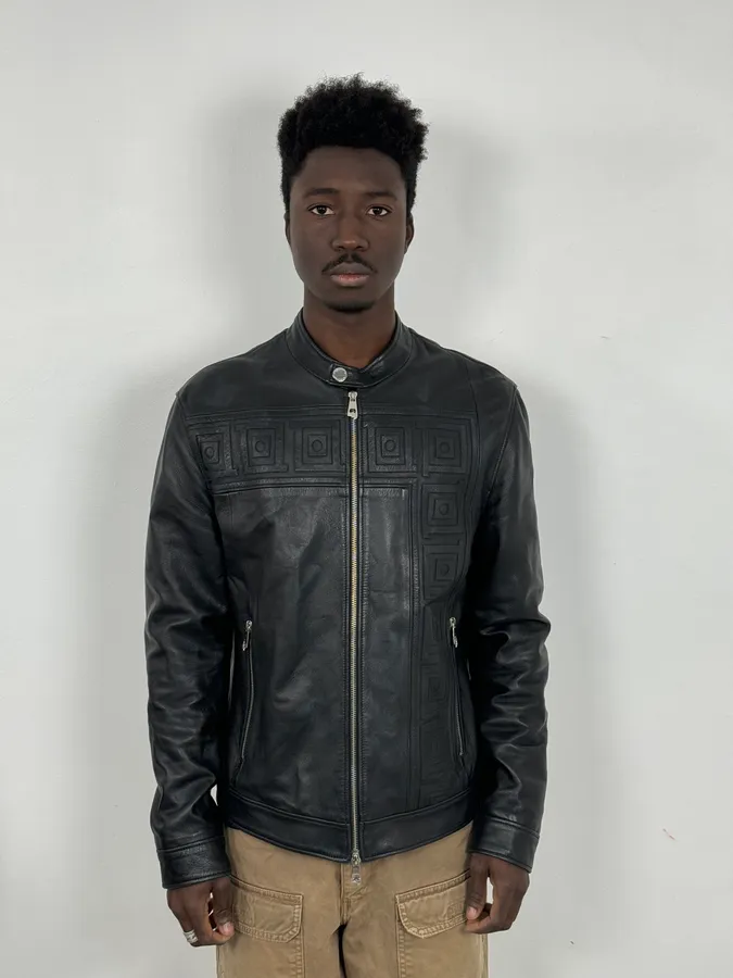 AW2017 Versace Biker Black Leather Jacket - Image 2