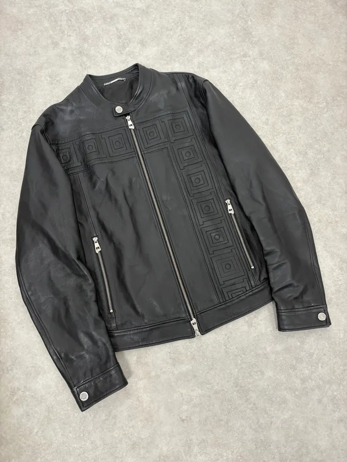 AW2017 Versace Biker Black Leather Jacket - Image 4