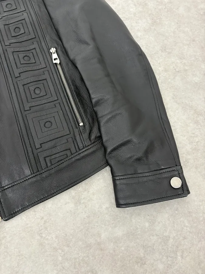 AW2017 Versace Biker Black Leather Jacket - Image 8