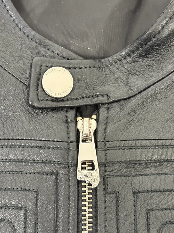 AW2017 Versace Biker Black Leather Jacket - Image 9