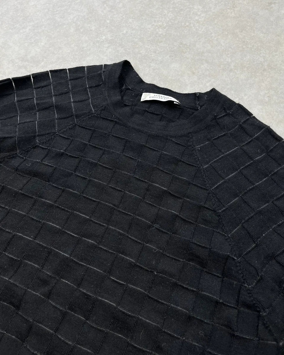 AW2017 Versace Black Checkered Sweater - Image 5