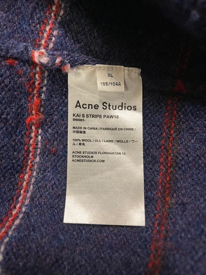 AW2018 Acne Studios Blue Wool Striped Sweater - Image 9