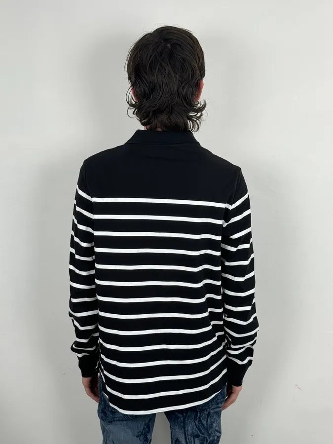 AW2018 Balmain Black Cotton Striped Polo Sweater - Image 3
