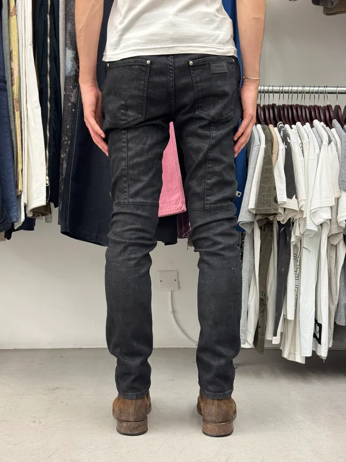 AW2018 Cavalli Black Rock Biker Denim Jeans - Image 4