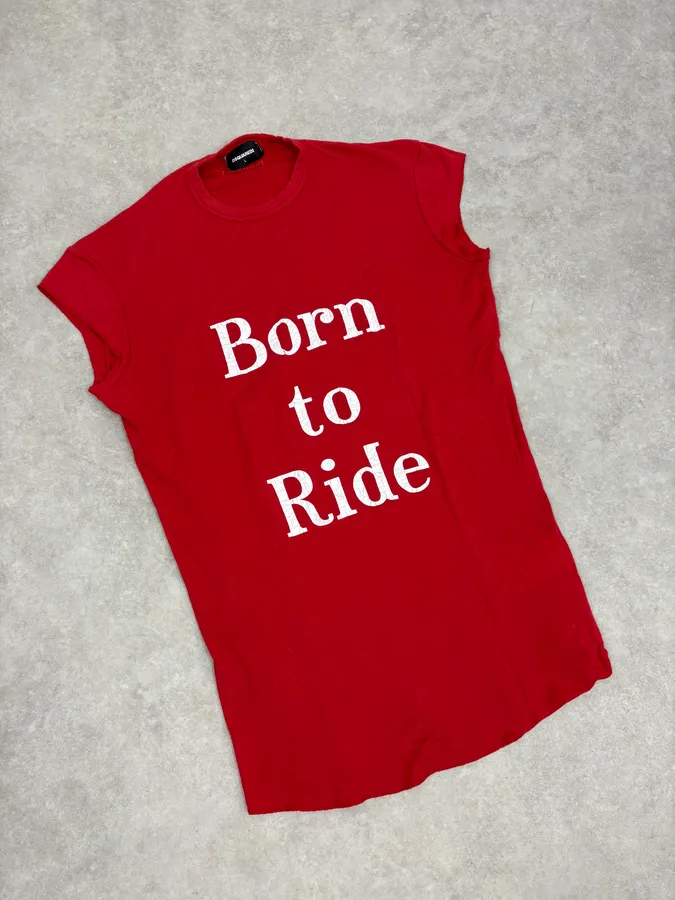 AW2018 Dsquared2 Red Born To Ride T-Shirt - Image 4