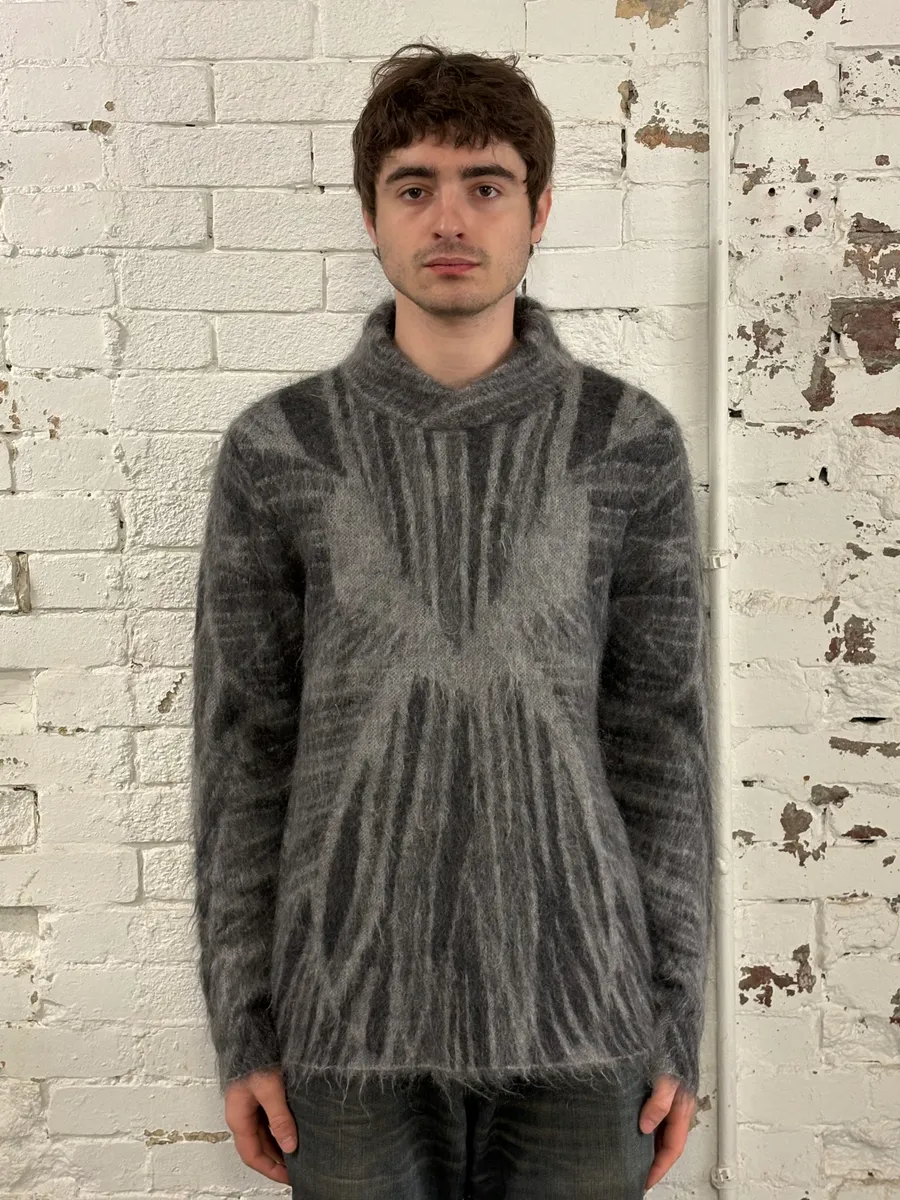 AW2018 Emporio Armani Abstract Structured Grey Mohair Sweater - Image 3