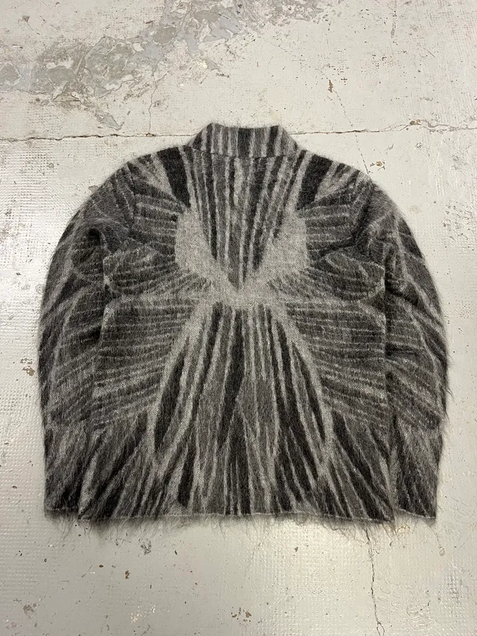 AW2018 Emporio Armani Abstract Structured Grey Mohair Sweater - Image 8