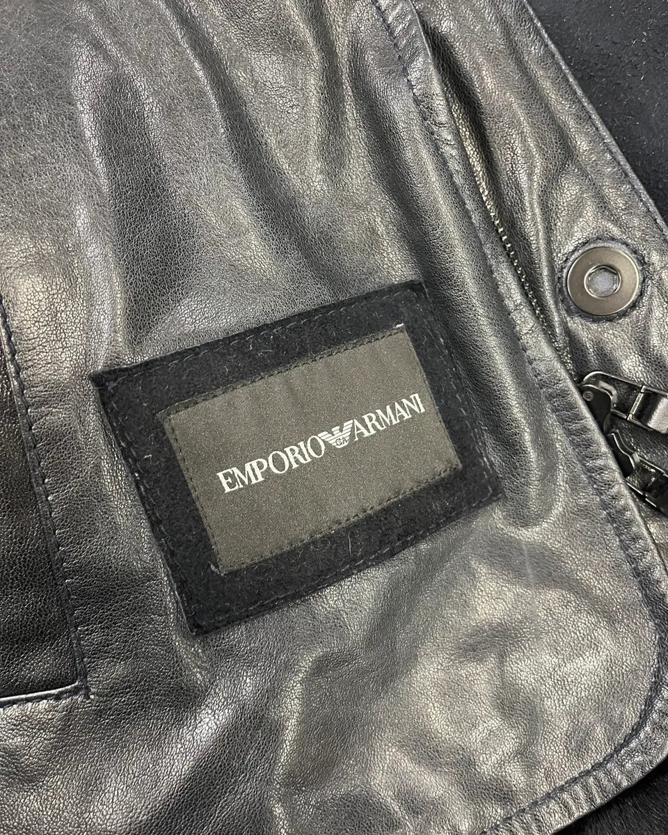AW2018 Emporio Armani Black Long Suede Leather Coat - Image 9