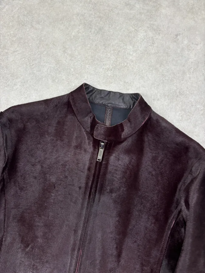 AW2018 Emporio Armani Brown Pony Hair Leather Jacket - Image 4