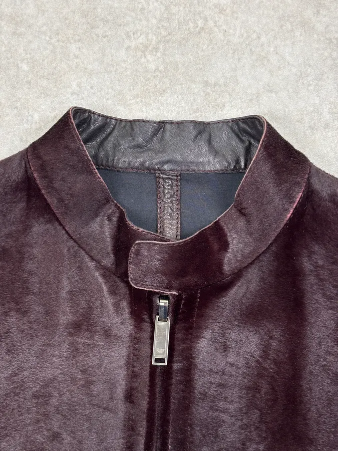 AW2018 Emporio Armani Brown Pony Hair Leather Jacket - Image 7