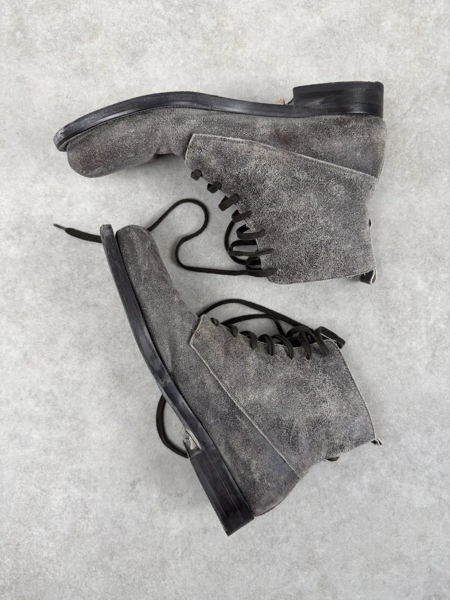 AW2018 Emporio Armani Eroded Grey Leather Boots - Image 2