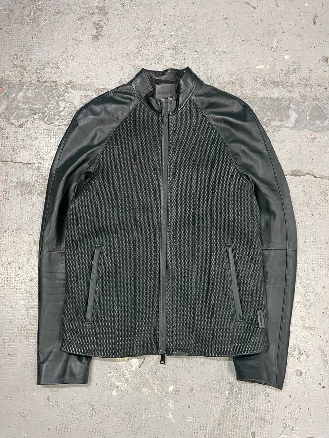AW2018 Emporio Armani Grained Hybrid Leather Jacket