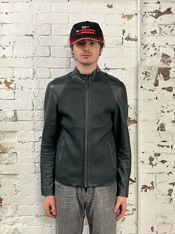 AW2018 Emporio Armani Grained Hybrid Leather Jacket - Image 2