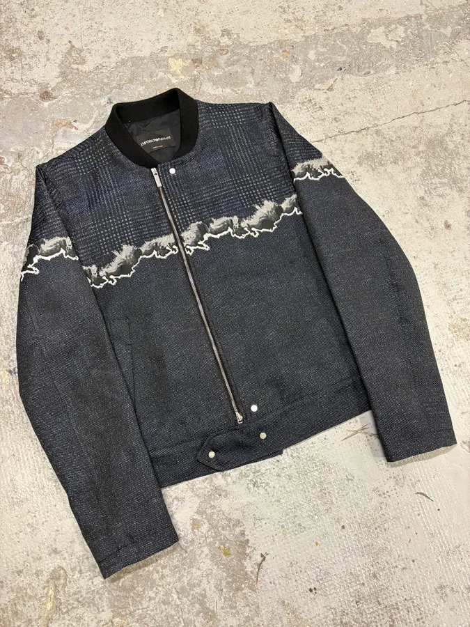 AW2018 Emporio Armani Navy Two Tone Bomber Jacket - Image 4