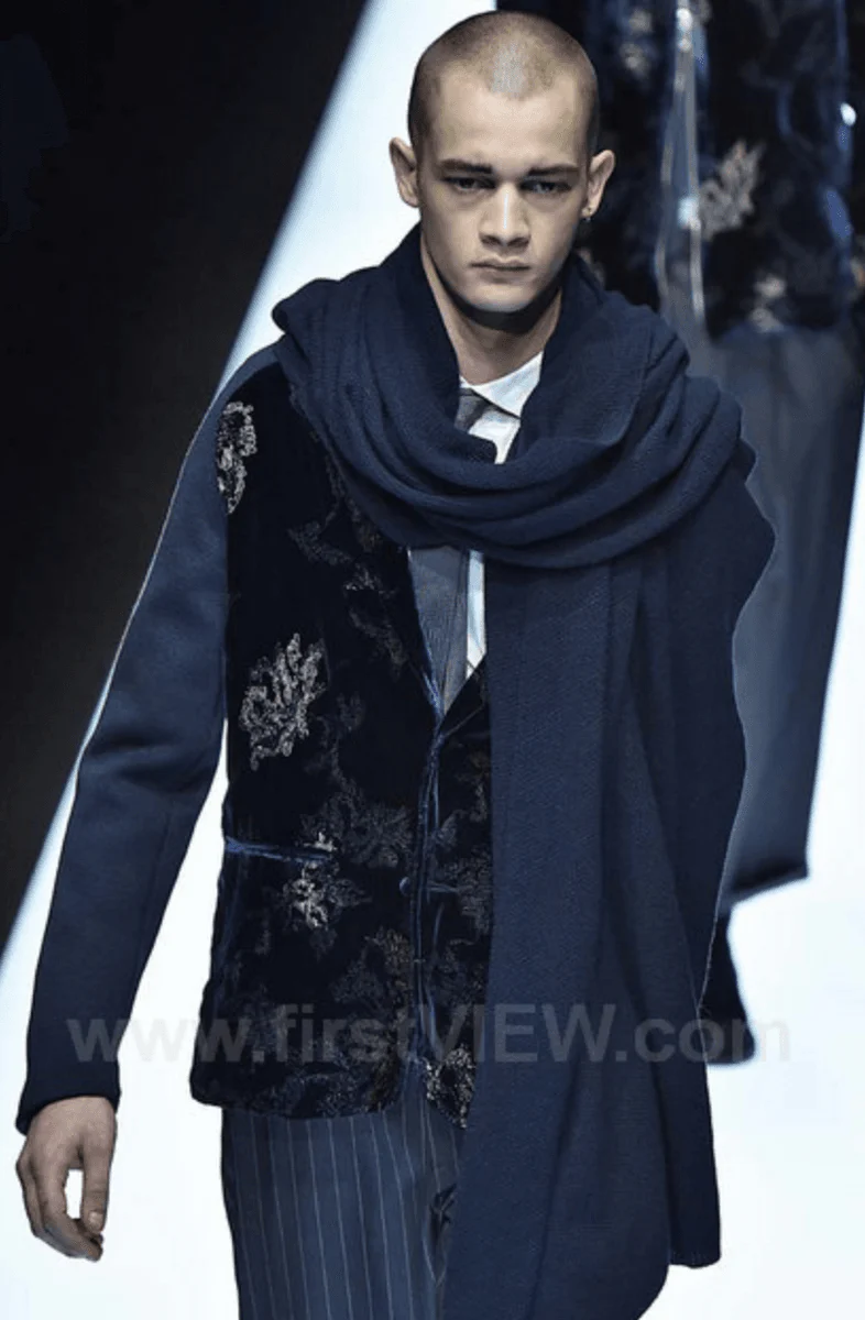 AW2018 Emporio Armani Navy Velvet Floral Embroidered Hybrid Jacket - Image 2