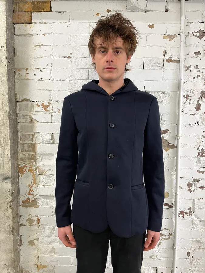 AW2018 Emporio Armani Navy Wool Hooded Blazer Jacket - Image 2