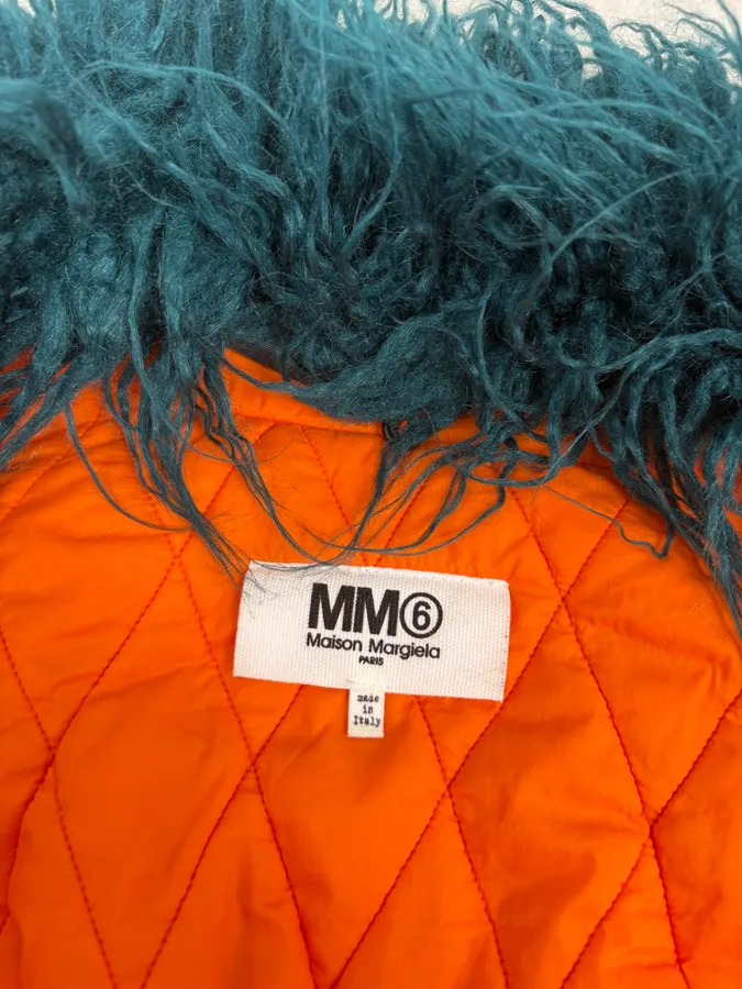 AW2018 Maison Margiela Orange Navy Fur Collar Bomber Jacket - Image 7