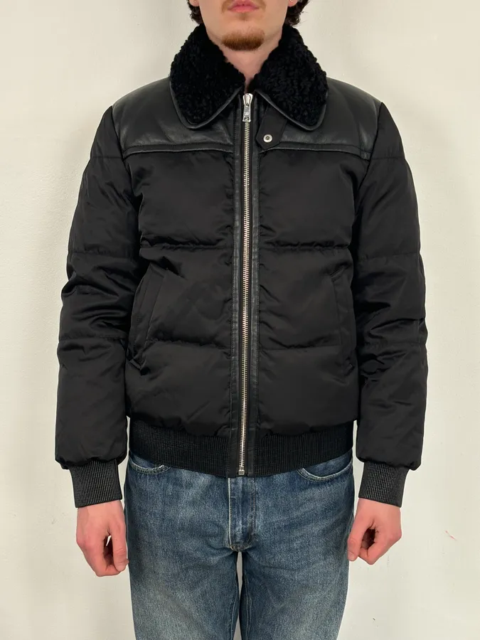 AW2018 Prada Black Puffer Shearling Leather Jacket - Image 2