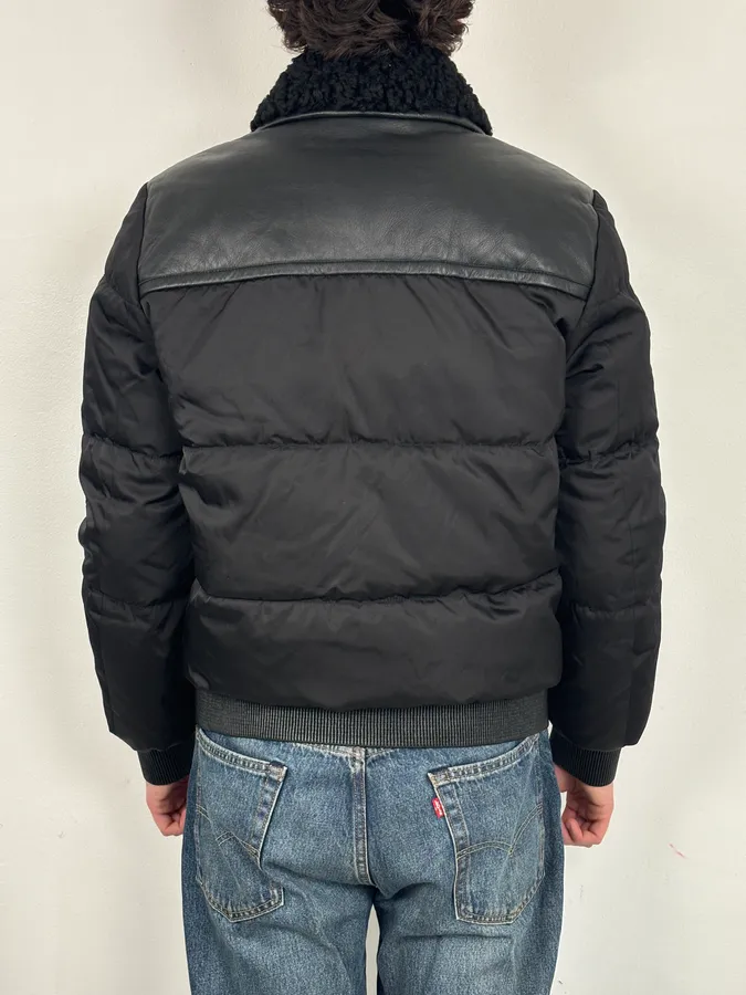 AW2018 Prada Black Puffer Shearling Leather Jacket - Image 3