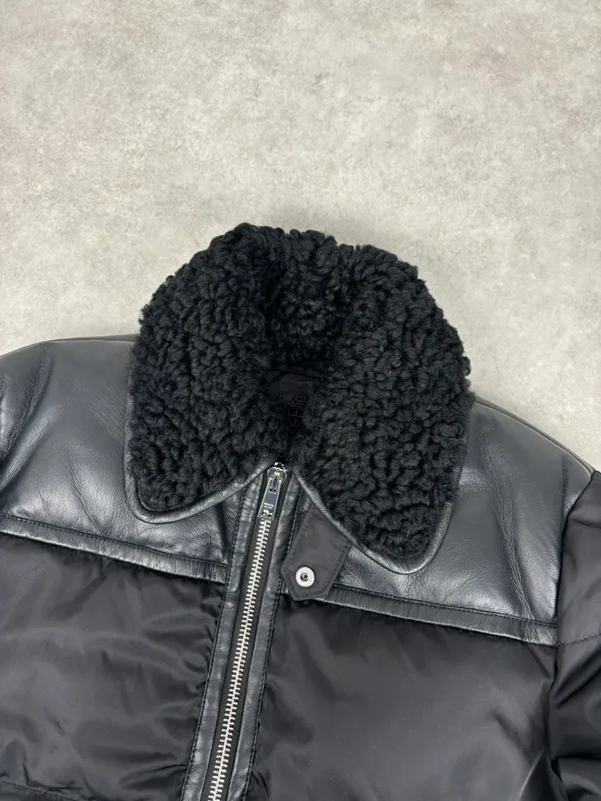 AW2018 Prada Black Puffer Shearling Leather Jacket - Image 4
