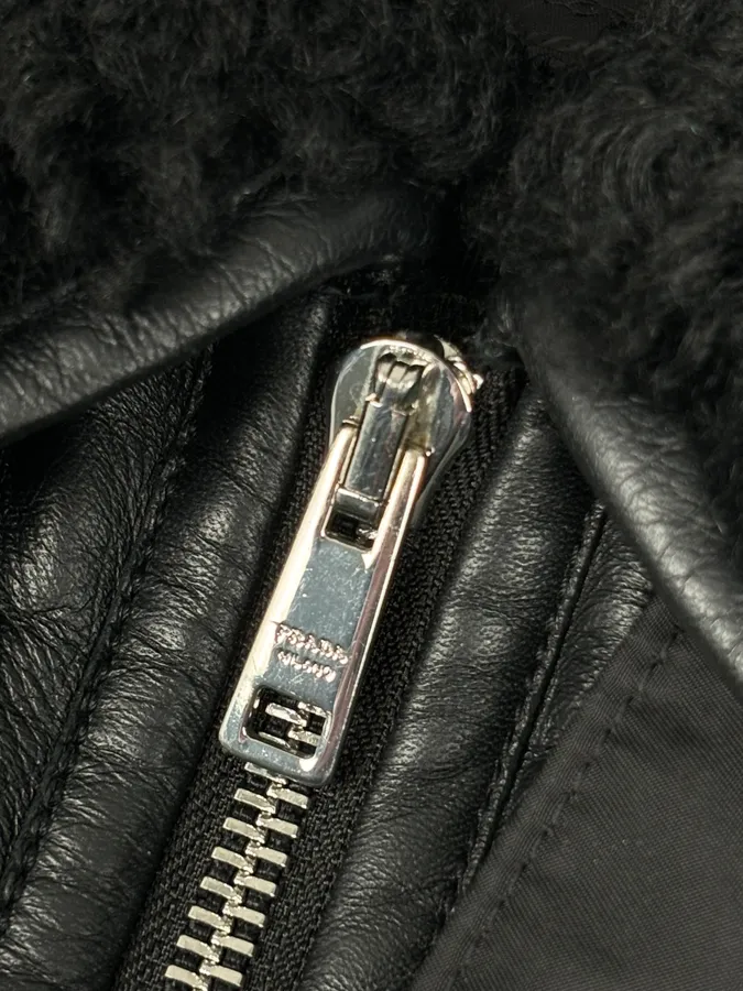 AW2018 Prada Black Puffer Shearling Leather Jacket - Image 9