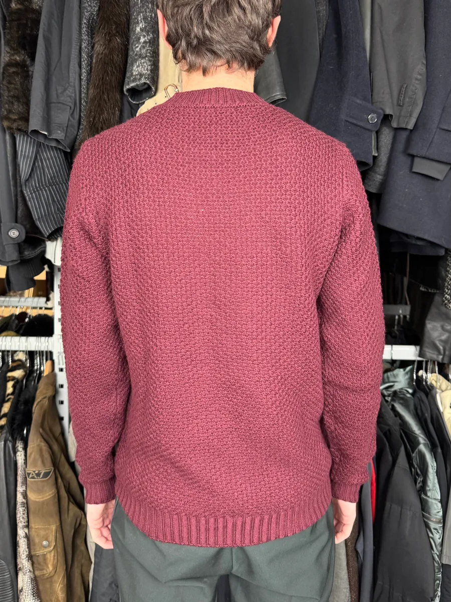 AW2018 Prada Bordeaux Minimalist Waffled Sweater - Image 3