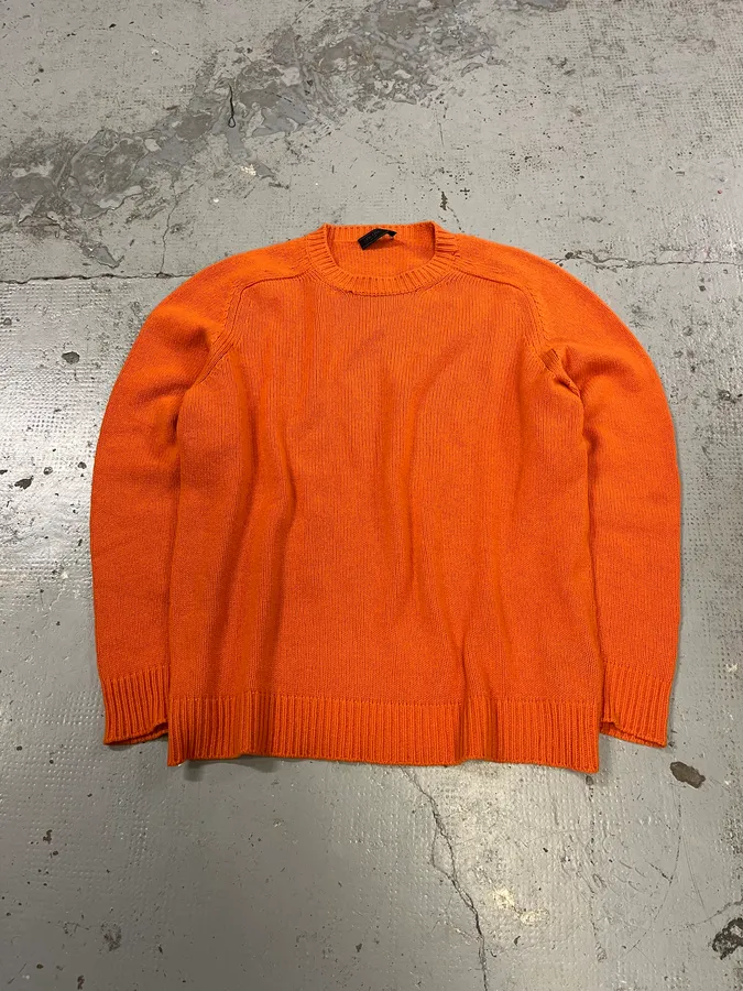 AW2018 Prada Orange Wool Minimalist Sweater - Image 3