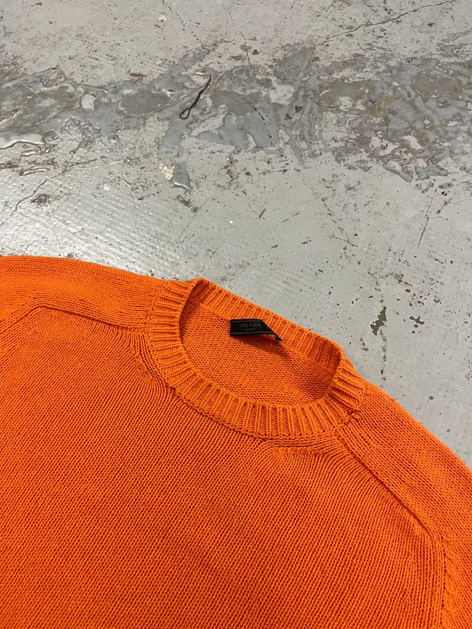 AW2018 Prada Orange Wool Minimalist Sweater - Image 4