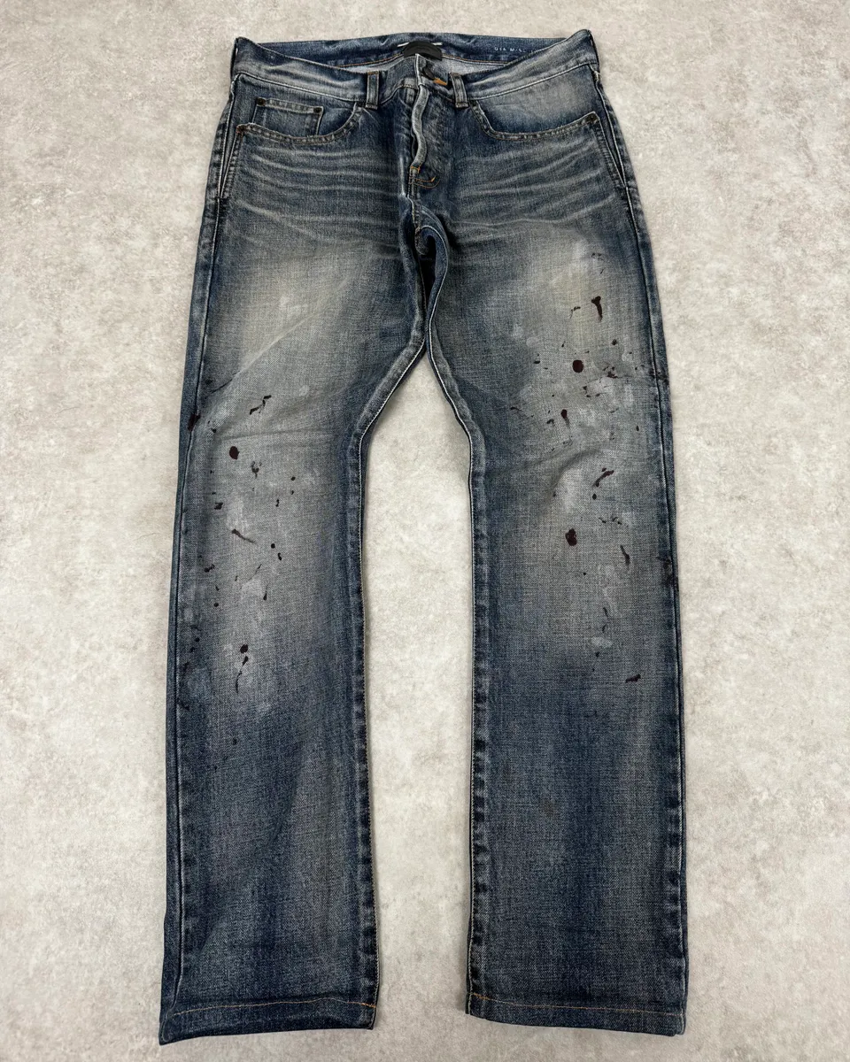 AW2018 Saint Laurent Blue Painted Denim Jeans