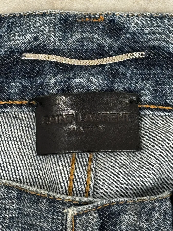 AW2018 Saint Laurent Blue Painted Denim Jeans - Image 12