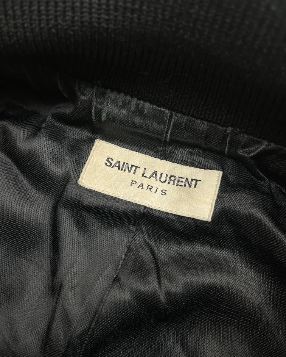 AW2018 Saint Laurent White Contrast Collar Black Teddy Jacket - Image 11