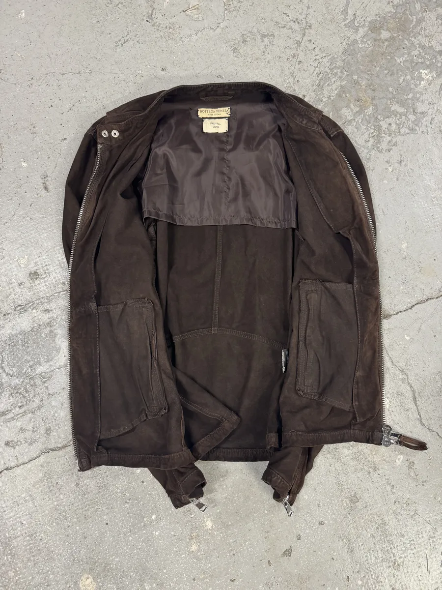 AW2019 Bottega Veneta Brown Suede Leather Jacket - Image 7