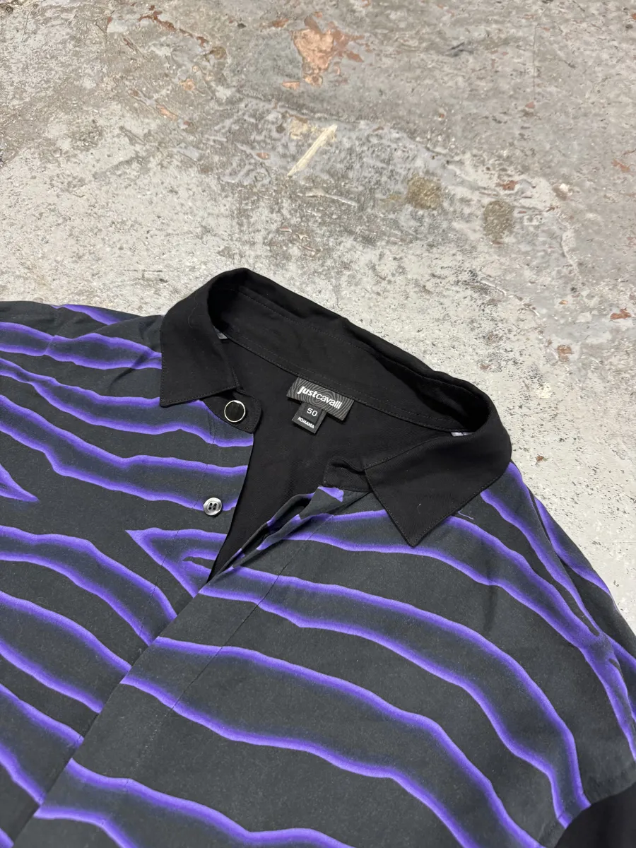 AW2019 Cavalli Black & Purple Hallucination Psycho Shirt - Image 9