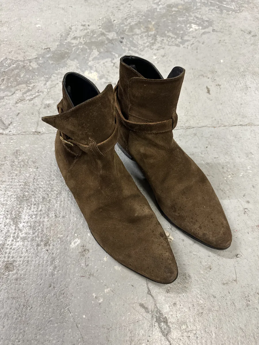AW2019 Céline Jodhpur Suede Leather Boots by Hedi Slimane - Image 7