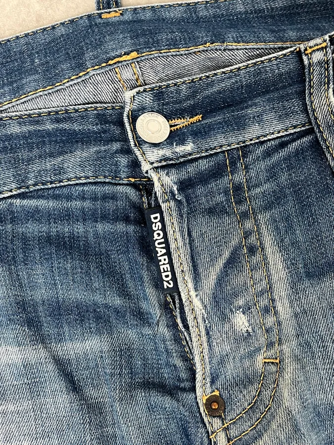 AW2019 Dsquared2 Blue Painted Denim Jeans - Image 11