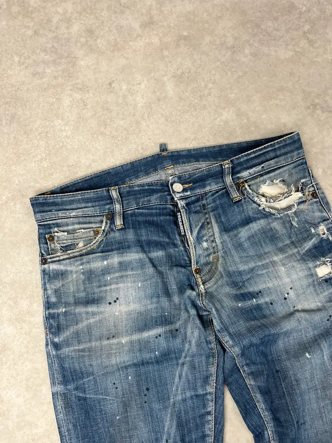 AW2019 Dsquared2 Blue Painted Denim Jeans - Image 6
