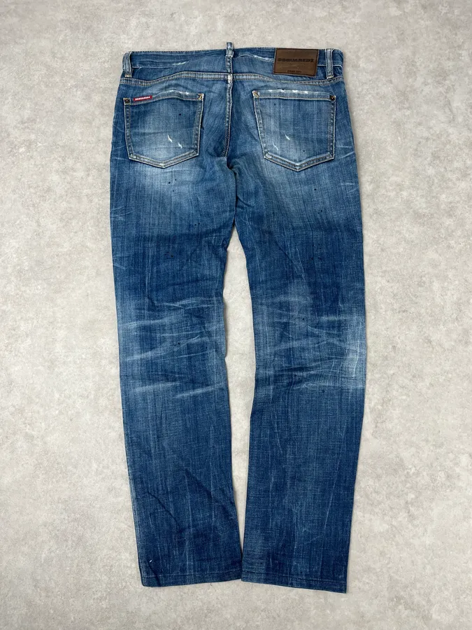 AW2019 Dsquared2 Blue Painted Denim Jeans - Image 7