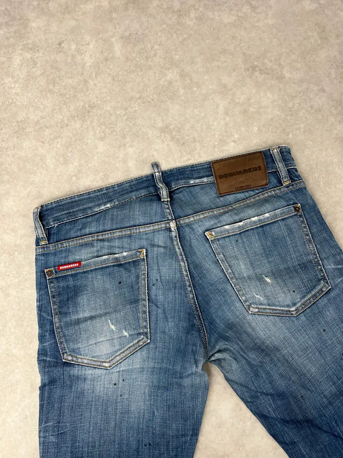 AW2019 Dsquared2 Blue Painted Denim Jeans - Image 8