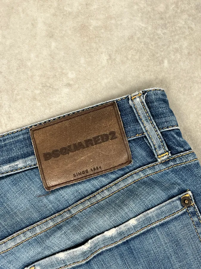 AW2019 Dsquared2 Blue Painted Denim Jeans - Image 9