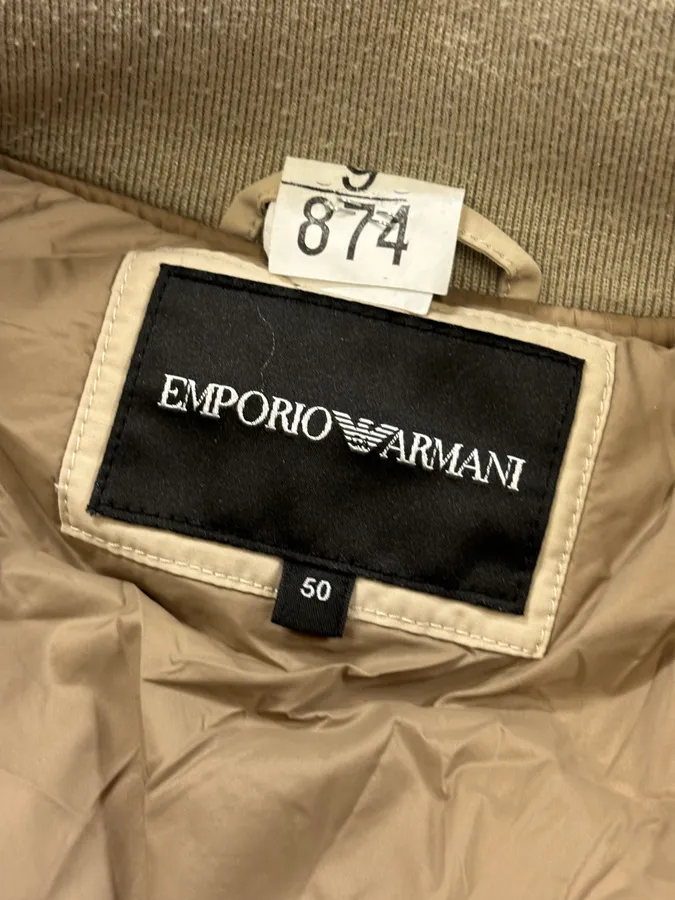 AW2019 Emporio Armani Beige Nylon Zip Bomber Jacket - Image 10