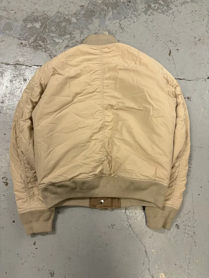 AW2019 Emporio Armani Beige Nylon Zip Bomber Jacket - Image 5