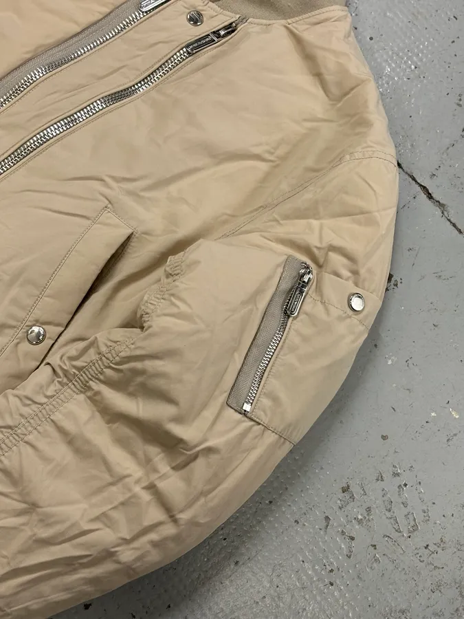 AW2019 Emporio Armani Beige Nylon Zip Bomber Jacket - Image 8
