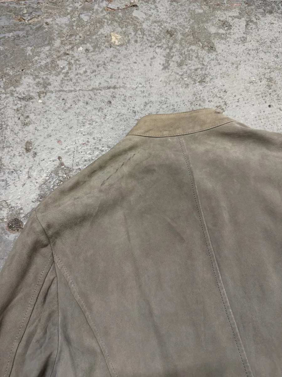 AW2019 Emporio Armani Biker Grey Suede Leather Jacket - Image 7