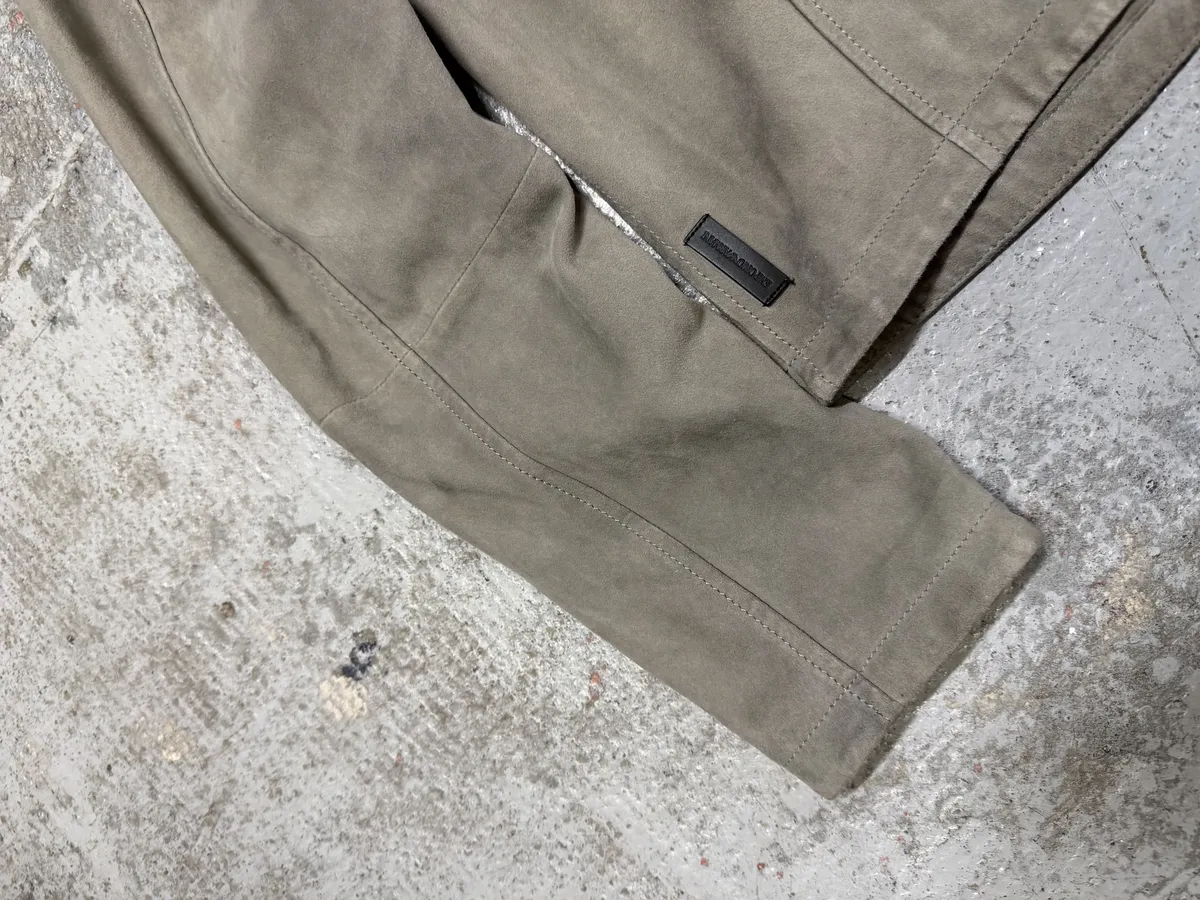 AW2019 Emporio Armani Biker Grey Suede Leather Jacket - Image 8