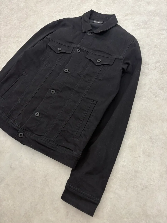 AW2019 Emporio Armani Black Obscure Denim Trucker Jacket - Image 5