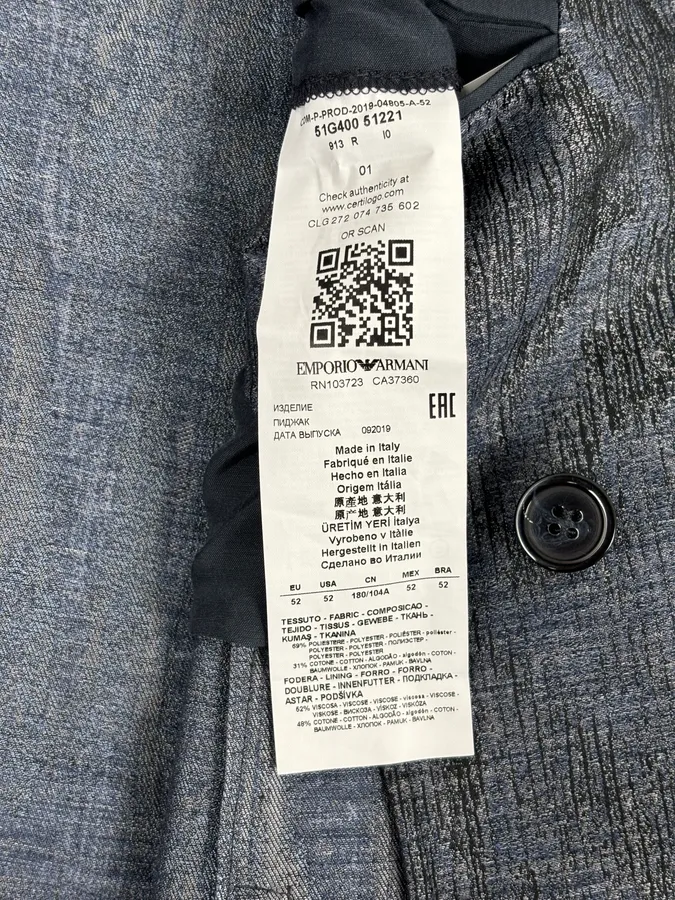 AW2019 Emporio Armani Double-Breasted Metallic Textured Blazer Jacket - Image 11