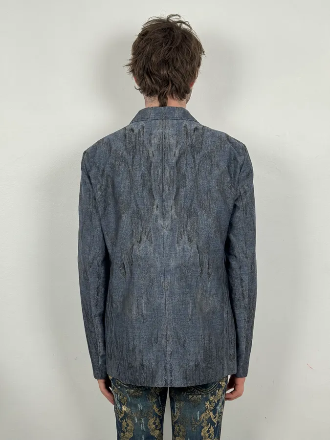 AW2019 Emporio Armani Double-Breasted Metallic Textured Blazer Jacket - Image 3