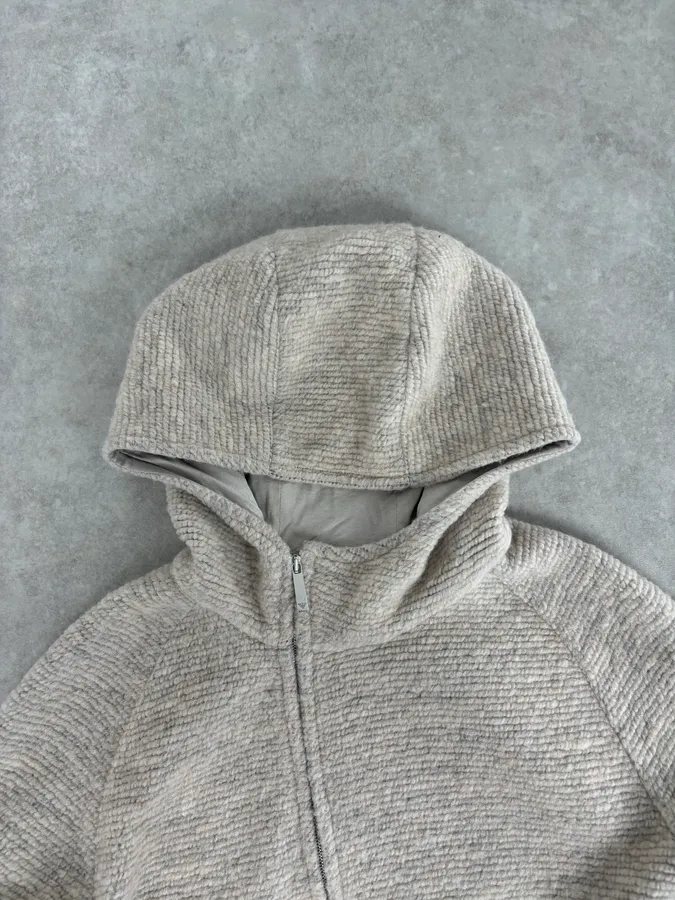 AW2019 Emporio Armani Hooded Grey Knit Zip-up Sweater - Image 4