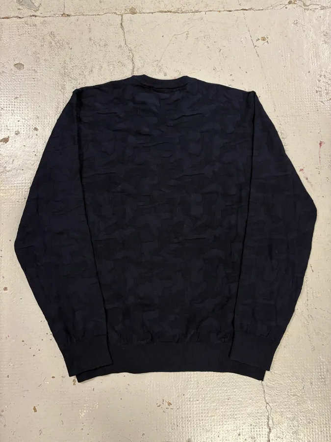AW2019 Emporio Armani Navy Camo Textured Sweater - Image 6