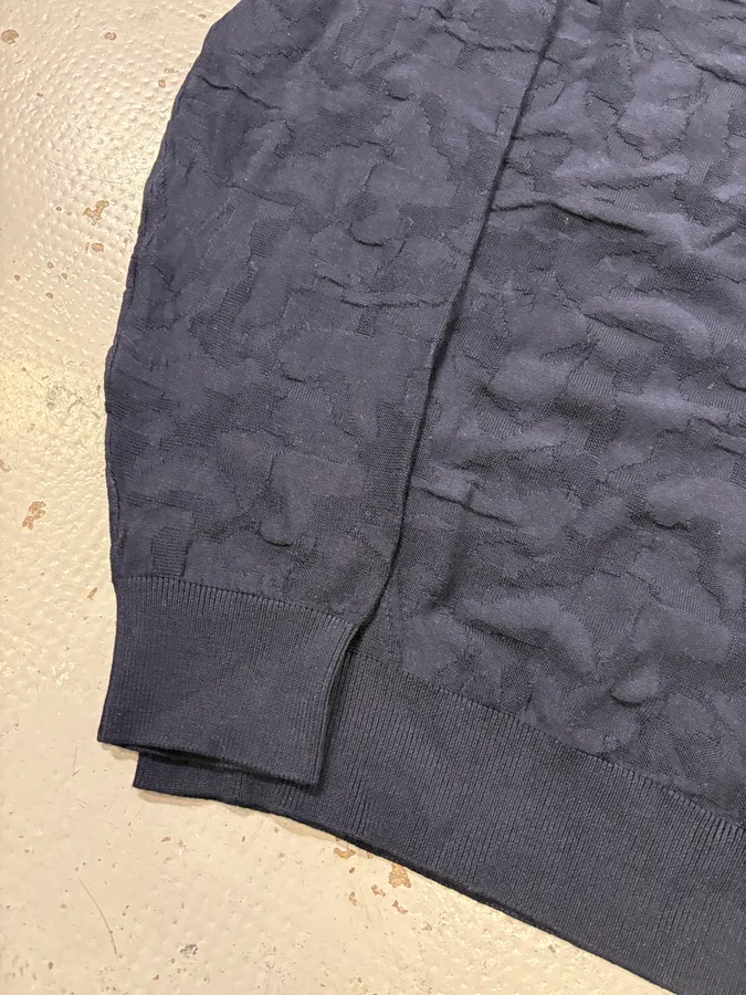 AW2019 Emporio Armani Navy Camo Textured Sweater - Image 7